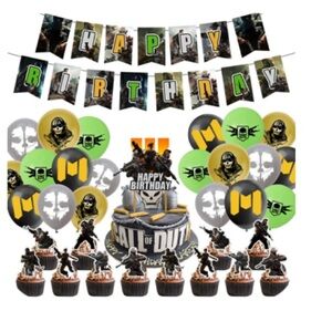 Call of Duty Black Ops Birthday Party Supplies Set - Black, Green, Yellow